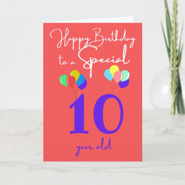 Tarjeta Feliz cumpleaños a los 10 años (Anverso)
