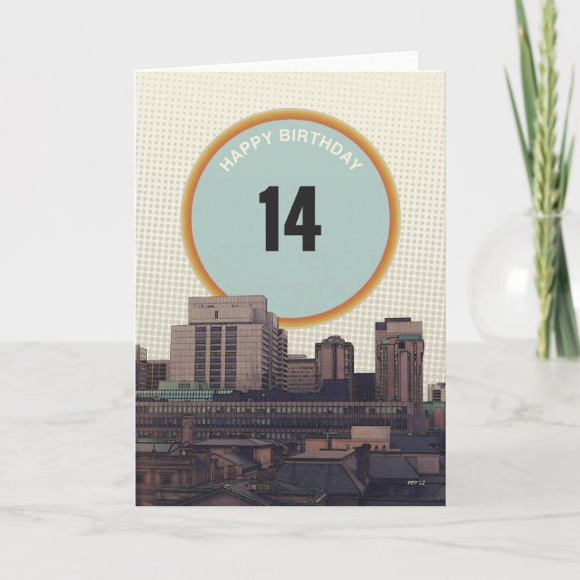 Tarjeta Feliz cumpleaños a los 14 años (Anverso)