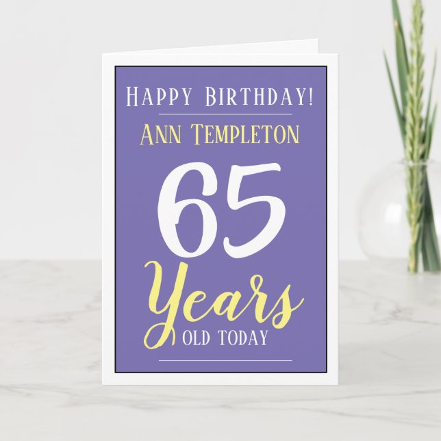 Tarjeta Feliz cumpleaños a los 65 años (Anverso)