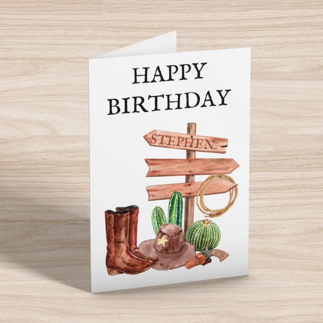 Tarjeta Feliz cumpleaños a los boots de Cowboy occidentale (Subido por el creador)
