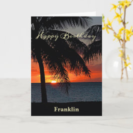 Tarjeta Feliz cumpleaños a los hombres de palmeras oceánic