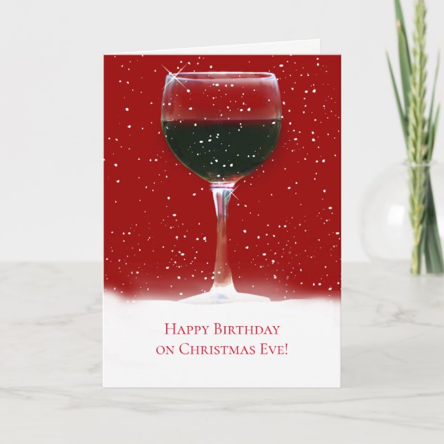 Tarjeta Feliz cumpleaños a los Navidades, víspera del vino (Anverso)