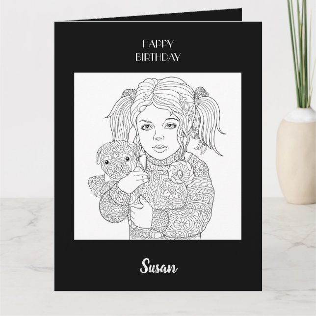 Tarjeta Feliz cumpleaños a los niños y al perro (Anverso)