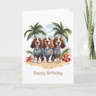 Tarjeta Feliz cumpleaños a los perros hondos de Basset en