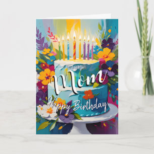 Tarjeta Feliz cumpleaños a mamá pastel de cumpleaños tarje