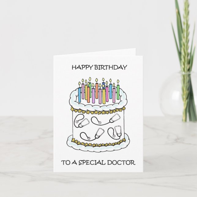 Tarjeta Feliz cumpleaños a Médica (Anverso)