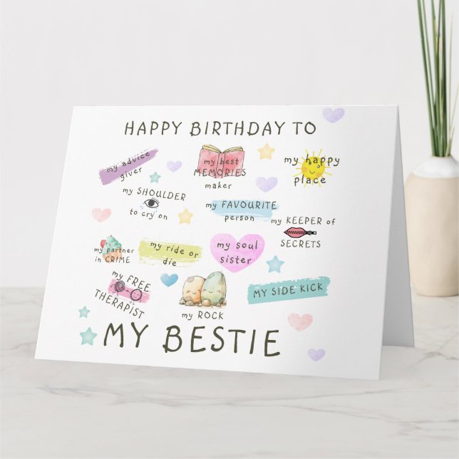 Tarjeta Feliz Cumpleaños A Mi Bestie (Anverso)