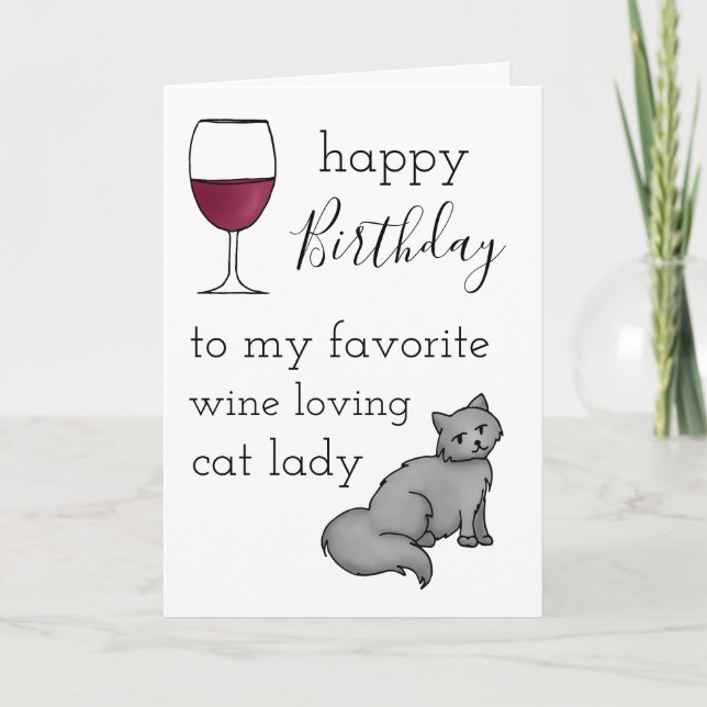Tarjeta Feliz cumpleaños a mi dama favorita de gato amante (Anverso)