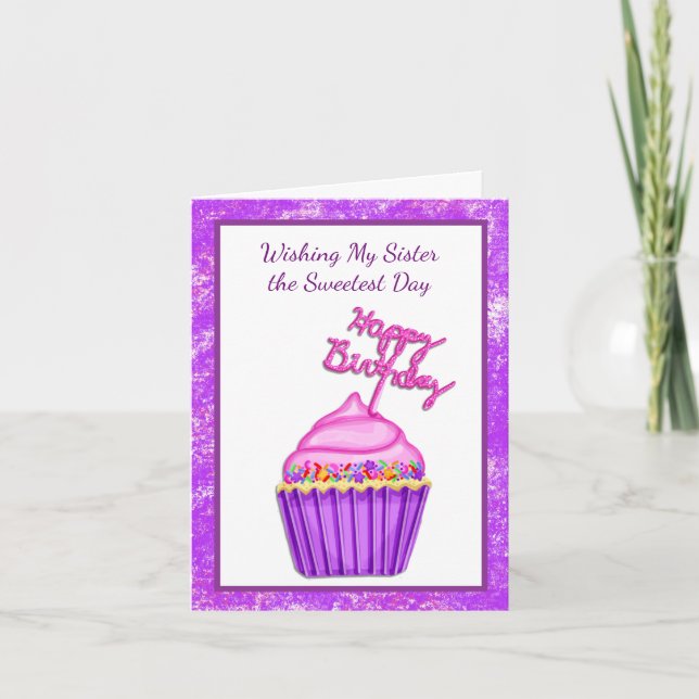 Tarjeta Feliz cumpleaños a mi dulce hermana (Anverso)