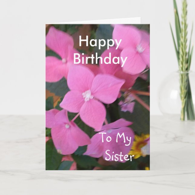 Tarjeta Feliz cumpleaños a mi hermana (Anverso)
