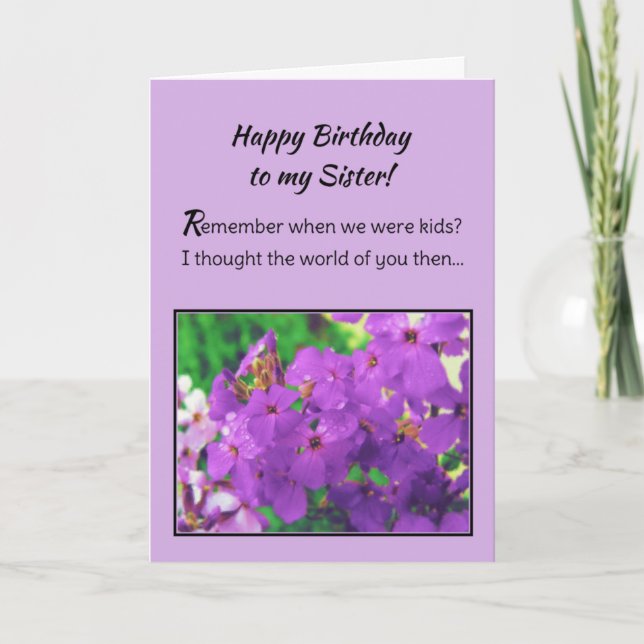 Tarjeta ¡Feliz cumpleaños a mi hermana! (Anverso)