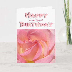 Tarjeta ¡Feliz cumpleaños a mi hermana! Cards Pink Rose Si