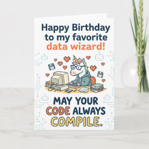 Tarjeta Feliz Cumpleaños a Mi Mago de Datos Favorito