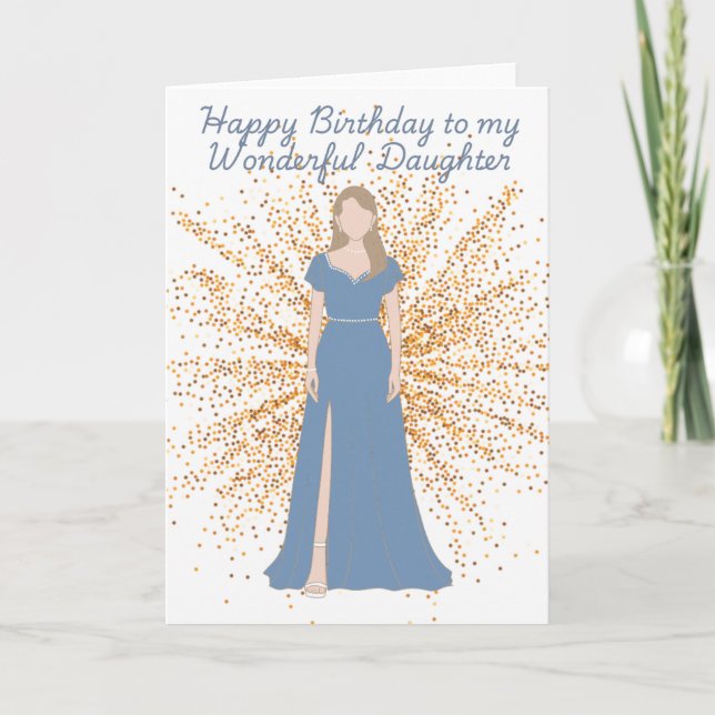 Tarjeta "Feliz Cumpleaños a mi Maravillosa Hija" (Anverso)