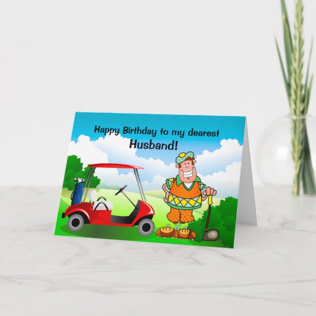 Tarjeta Feliz cumpleaños a mi Marido-Golfista más estimado (Anverso)