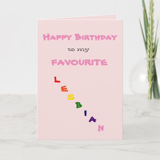 Tarjeta Feliz cumpleaños a mi saludo lesbiano preferido (Anverso)