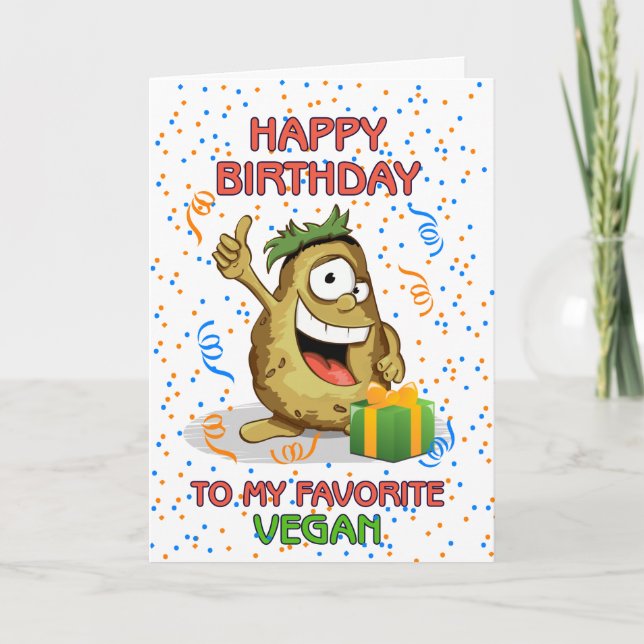 Tarjeta Feliz Cumpleaños A Mi Vegan Favorito (Anverso)