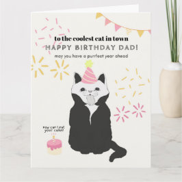 Tarjeta Feliz cumpleaños a papá gato