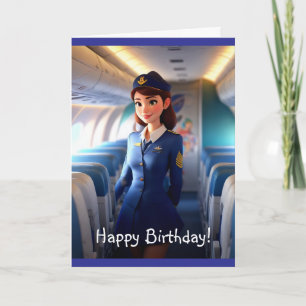 Tarjeta Feliz cumpleaños a Stewardess