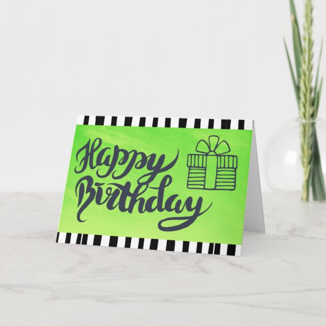 Tarjeta Feliz cumpleaños a ti, cumpleaños verde y negro an (Anverso)