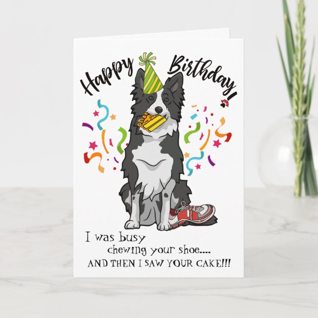 Tarjeta Feliz cumpleaños a tu amigo de perro collie de la  (Anverso)