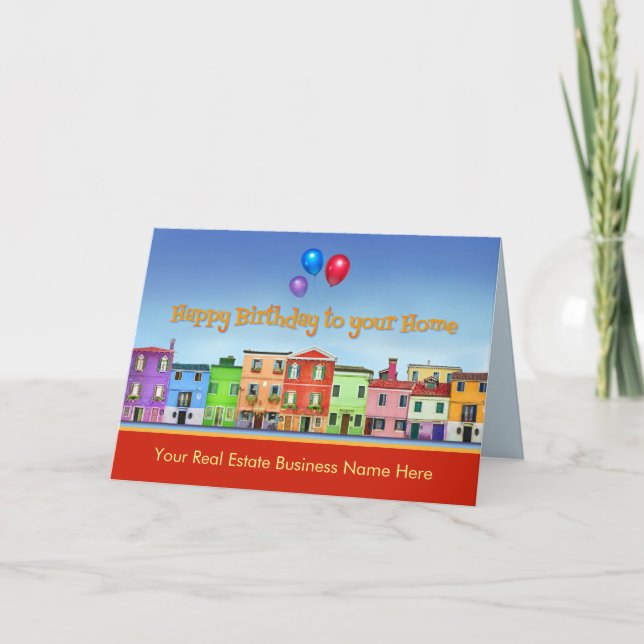 Tarjeta Feliz Cumpleaños a tu Hogar de parte de Realtor (Anverso)