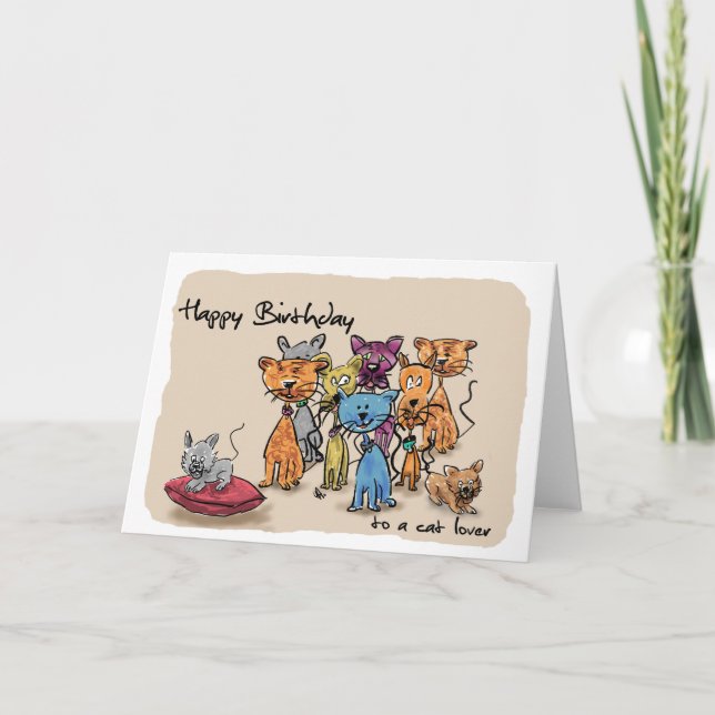 Tarjeta Feliz cumpleaños… a un amante del gato (Anverso)