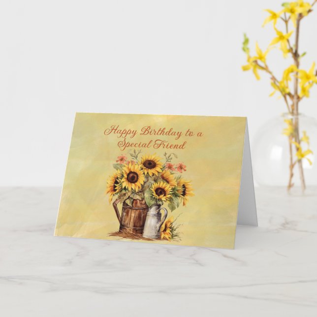 Tarjeta Feliz Cumpleaños a un Amigo Especial (flor amarilla)