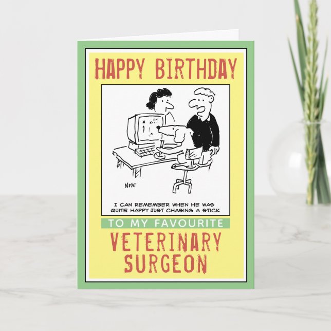 Tarjeta Feliz cumpleaños a un cirujano veterinario. (Anverso)