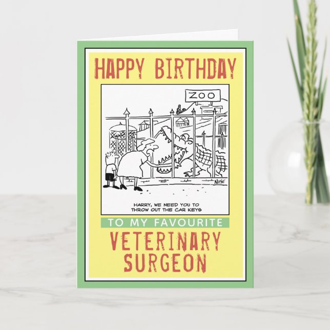 Tarjeta Feliz cumpleaños a un cirujano veterinario. (Anverso)