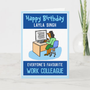 Tarjeta Feliz cumpleaños a un compañero de trabajo asiátic