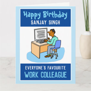 Tarjeta Feliz cumpleaños a un compañero de trabajo asiátic