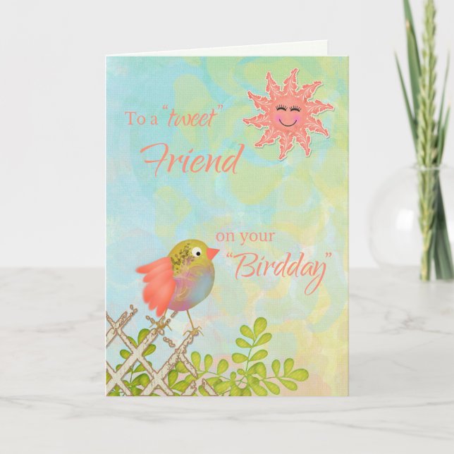 Tarjeta Feliz cumpleaños a un dulce amigo (Anverso)
