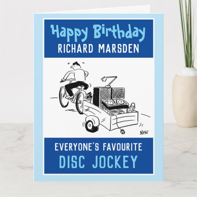 Tarjeta Feliz cumpleaños a un equipo de discos jockey (Anverso)