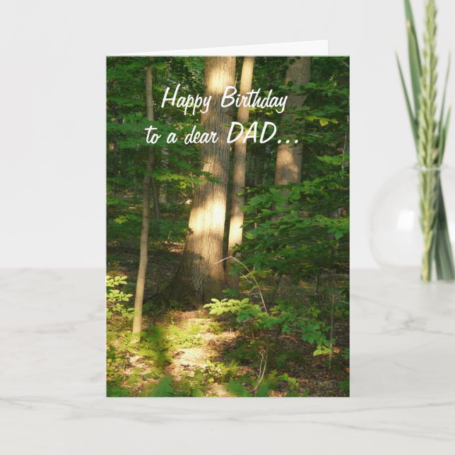 Tarjeta Feliz cumpleaños a un estimado Papá-Bosque Light (Anverso)
