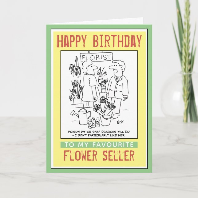 Tarjeta Feliz cumpleaños a un florista o vendedor de flore (Anverso)