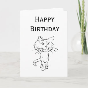 Tarjeta Feliz cumpleaños a un gato fresco