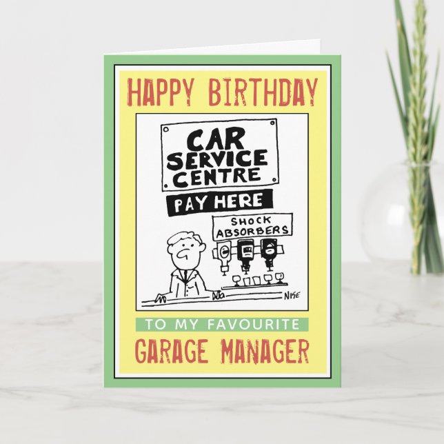 Tarjeta Feliz Cumpleaños a un Gerente de Taller (Anverso)