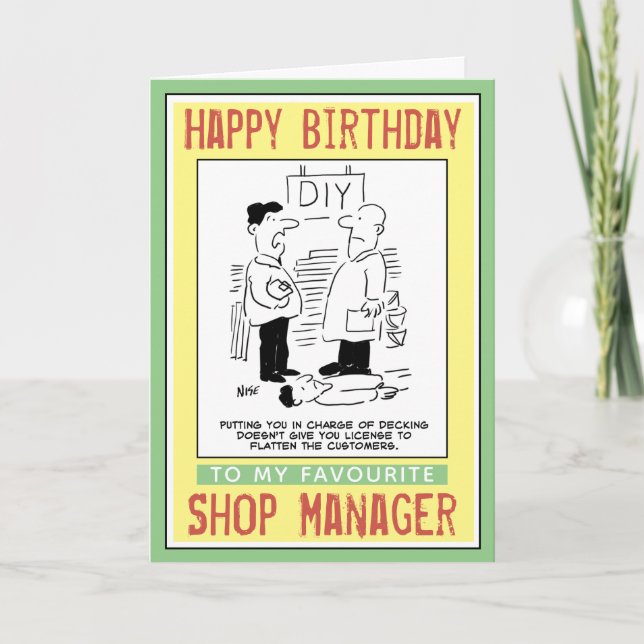 Tarjeta Feliz cumpleaños a un gerente de tienda. (Anverso)