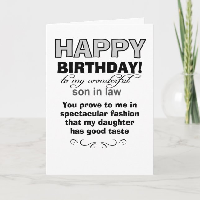 Tarjeta Feliz cumpleaños a un maravilloso yerno (Anverso)