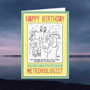 Tarjeta Feliz cumpleaños a un meteorólogo.