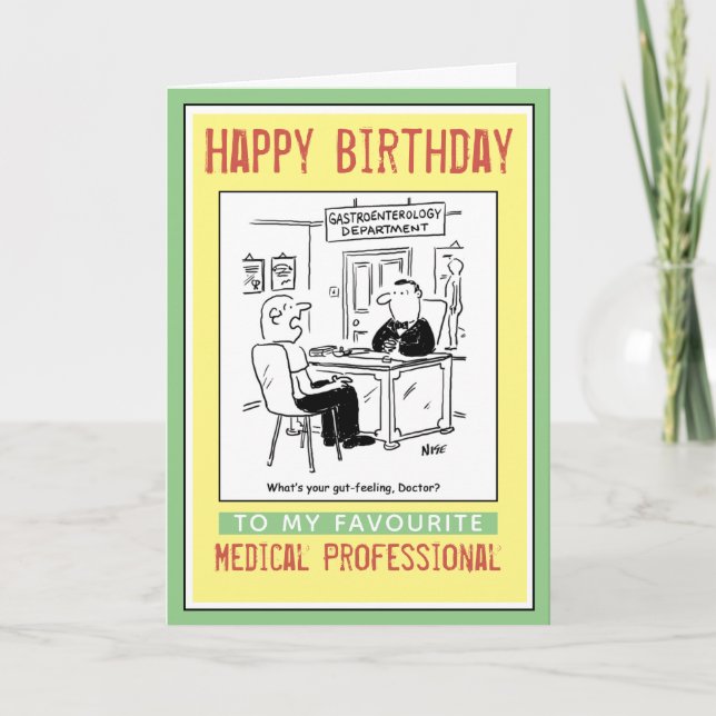 Tarjeta Feliz cumpleaños a un profesional médico (Anverso)