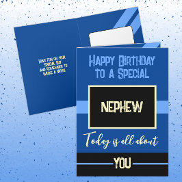 Tarjeta Feliz cumpleaños a un sobrino especial azul negro