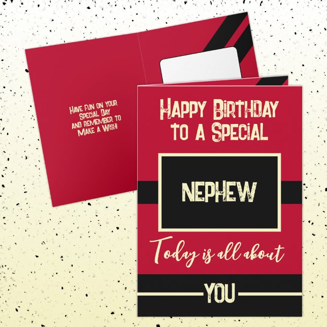 Tarjeta Feliz cumpleaños a un sobrino negro rojo especial (Subido por el creador)