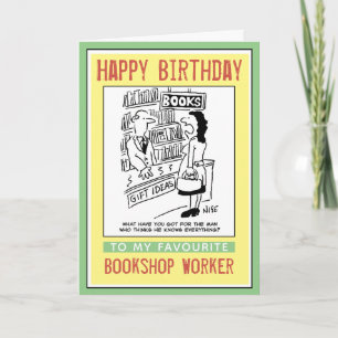 Tarjeta Feliz cumpleaños a un trabajador de librería