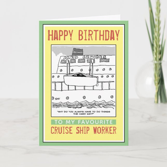 Tarjeta Feliz cumpleaños a un trabajador de un crucero (Anverso)