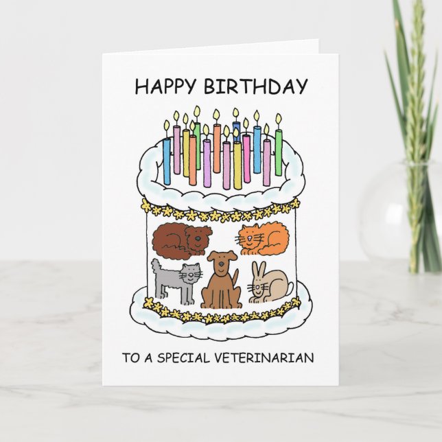 Tarjeta Feliz cumpleaños a un veterinario (Anverso)