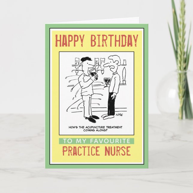Tarjeta Feliz Cumpleaños a una Enfermera de Práctica (Anverso)