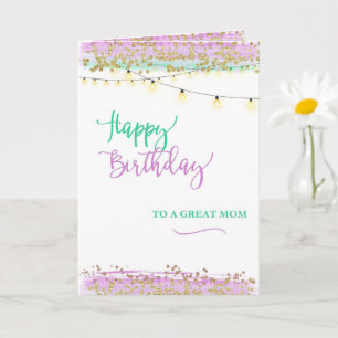 Tarjeta Feliz cumpleaños a una gran acuarela de mamá