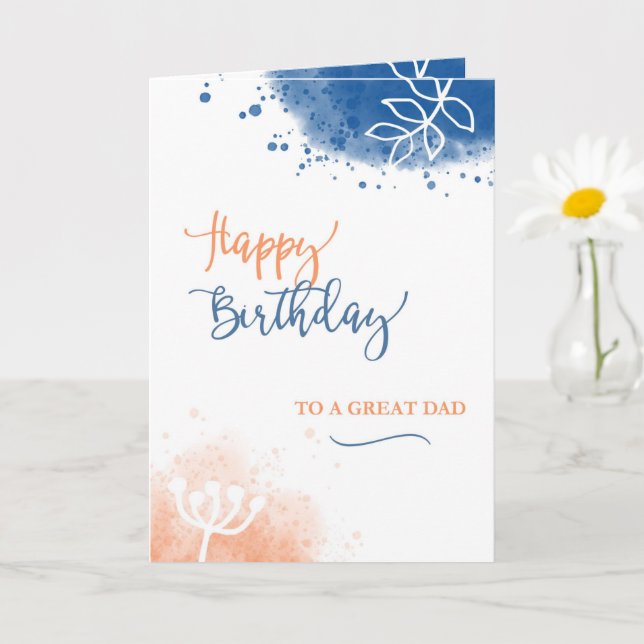Tarjeta Feliz cumpleaños a una gran acuarela de papá (Planta pequeña)